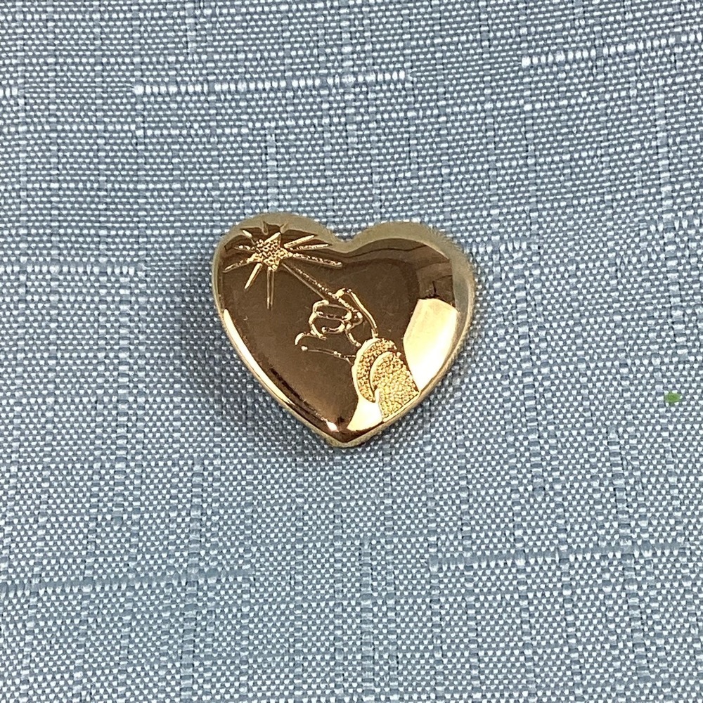 Disney Variety Club Gold Tone Heart Pin Sorcerer Mickey Arm and Wand Collectible